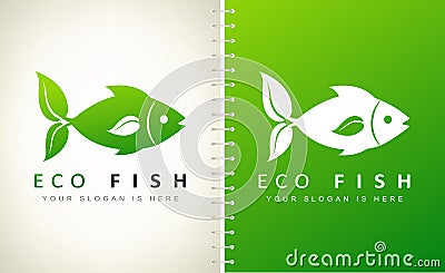 Fish logo vector. fins leaf. Vector Illustration